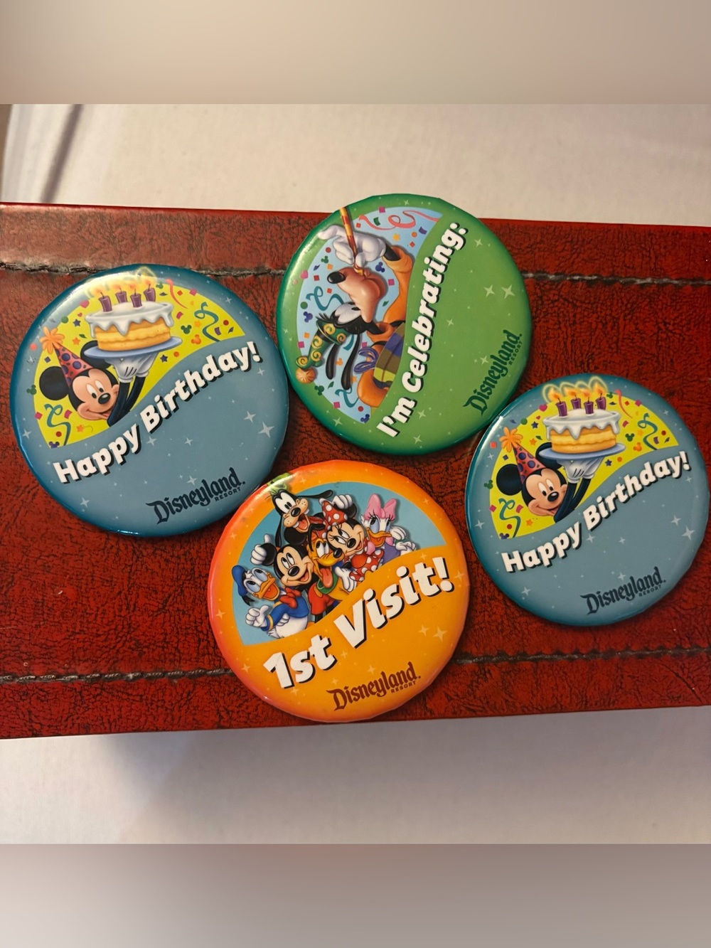 Disneyland Celebration Button Set - Blue, Green, Orange